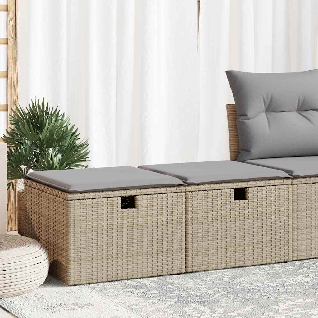 sofasæt til haven 2 dele med hynder polyrattan akacietræ beige