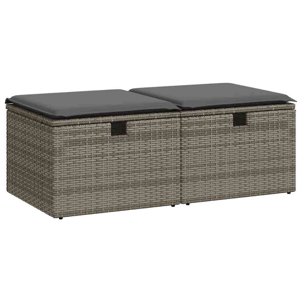sofasæt til haven 2 dele med hynder polyrattan akacietræ grå