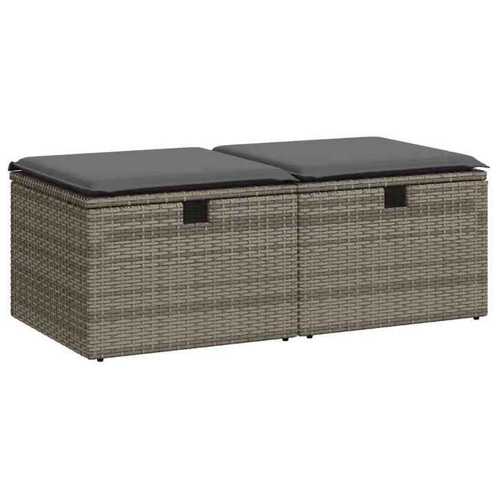 sofasæt til haven 2 dele med hynder polyrattan akacietræ grå
