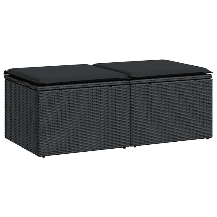 sofasæt til haven 2 dele med hynder polyrattan akacietræ sort