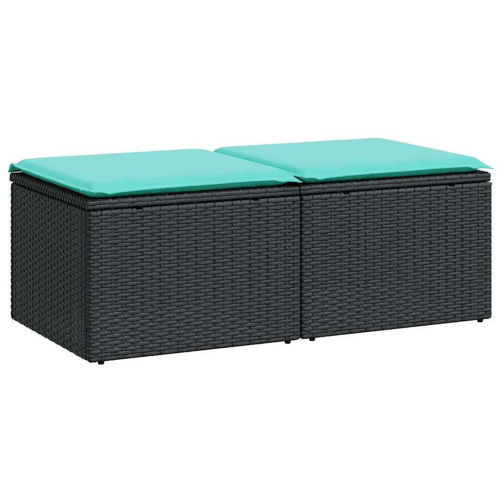 sofasæt til haven 2 dele med hynder polyrattan akacietræ sort