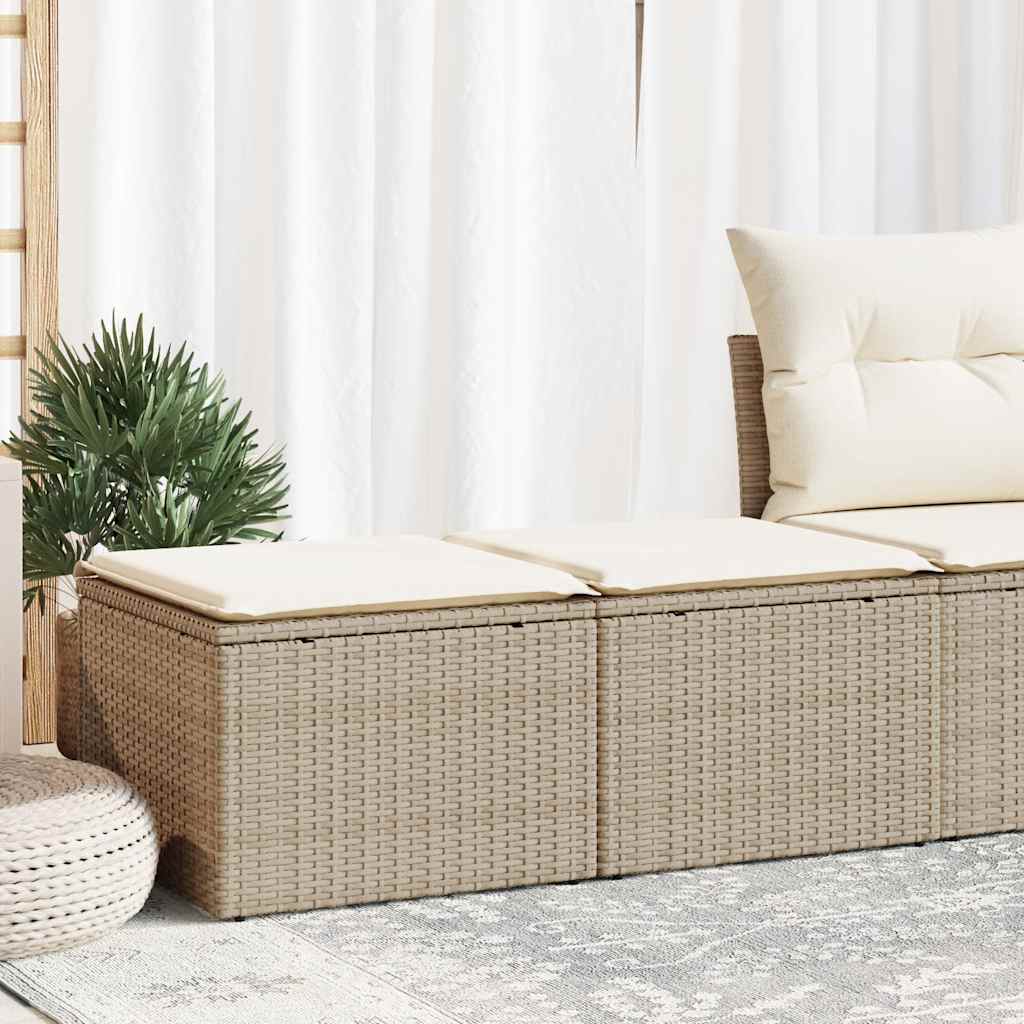 sofasæt til haven 2 dele med hynder polyrattan akacietræ beige