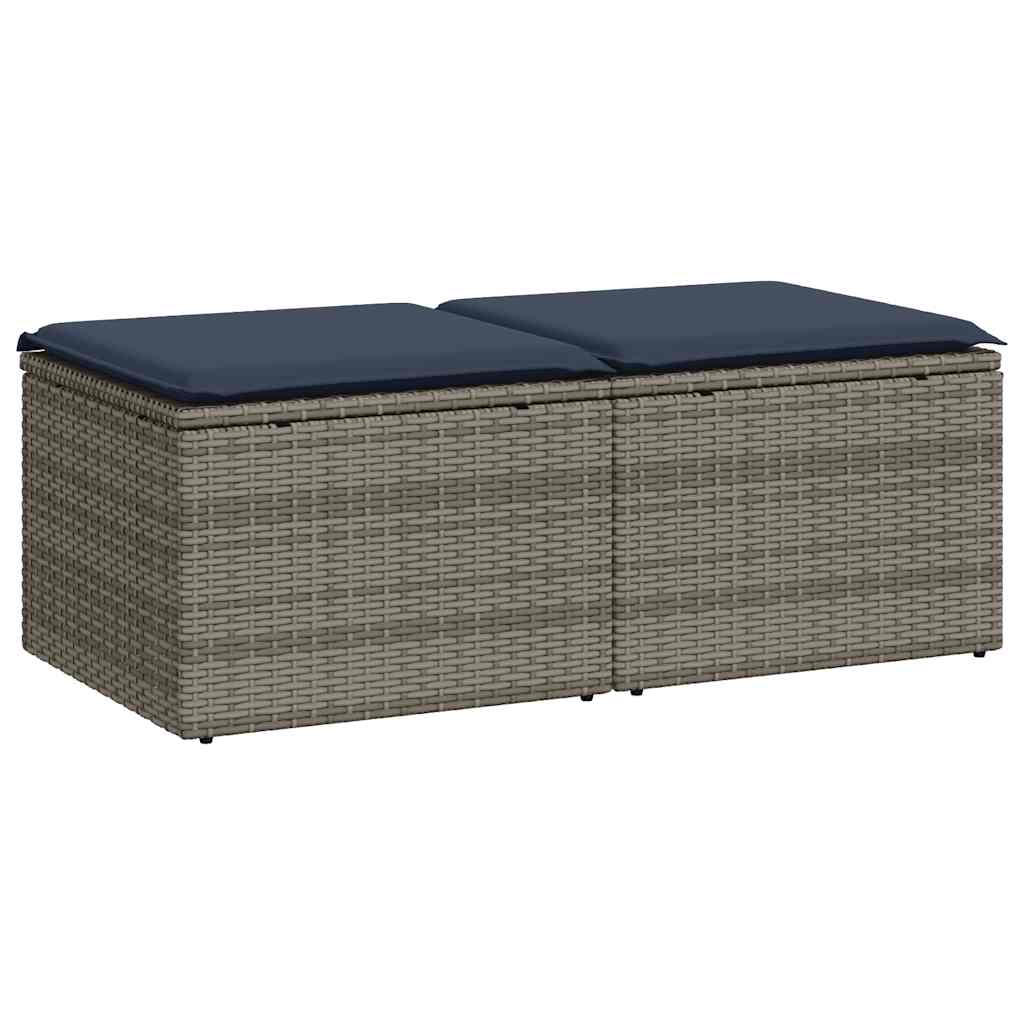 sofasæt til haven 2 dele med hynder polyrattan akacietræ grå