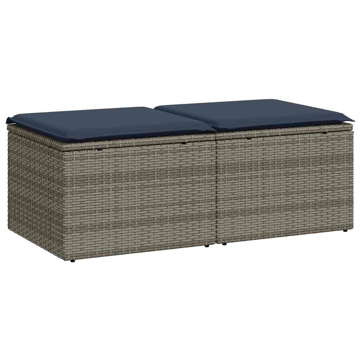 sofasæt til haven 2 dele med hynder polyrattan akacietræ grå