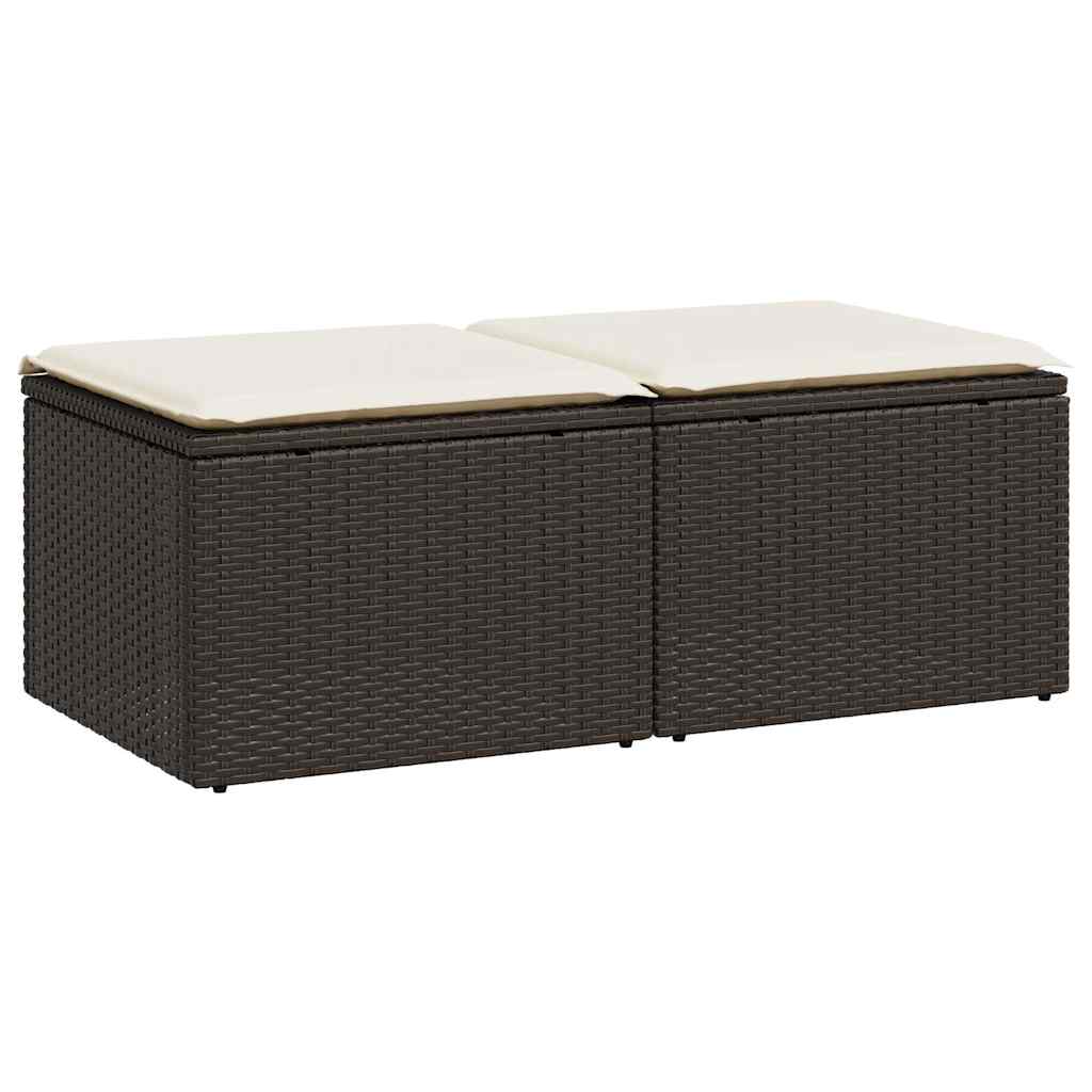 sofasæt til haven 2 dele med hynder polyrattan akacietræ brun