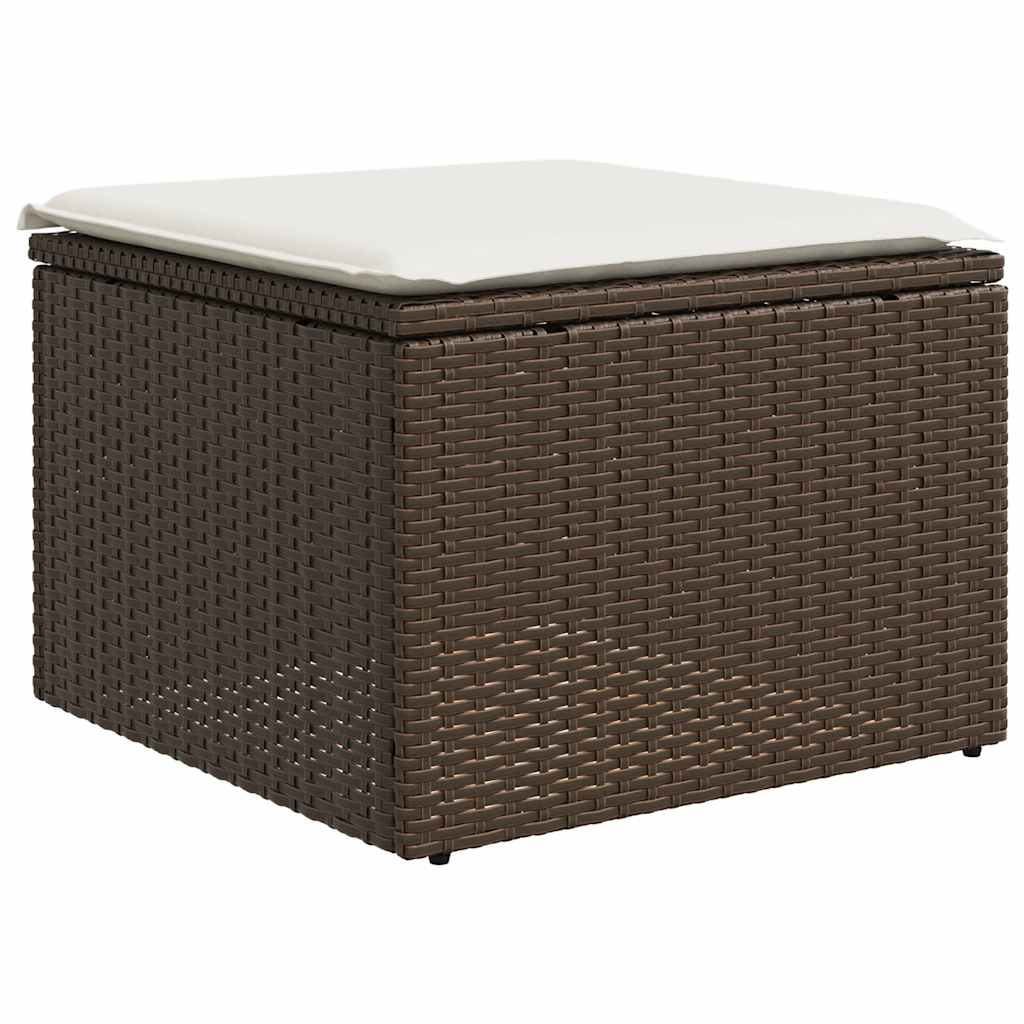 sofasæt til haven 2 dele med hynder polyrattan akacietræ brun