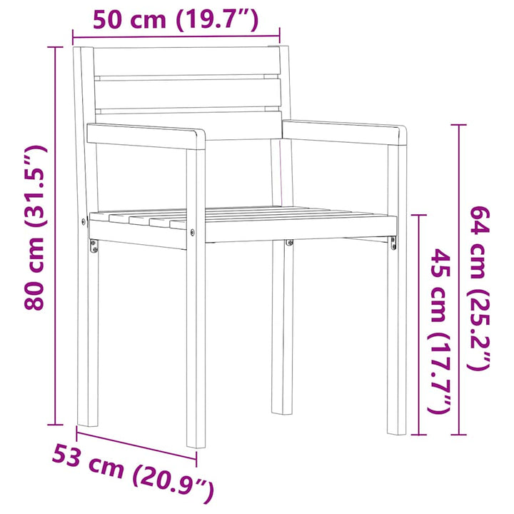 havestole 4 stk. 50x53x80 cm massivt træ akacie