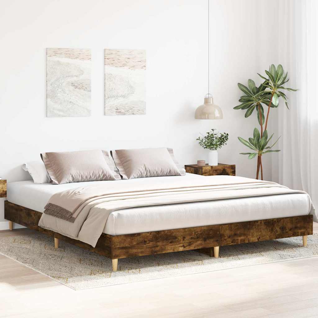 sengestel uden madras 200x200 cm konstrueret træ røget eg