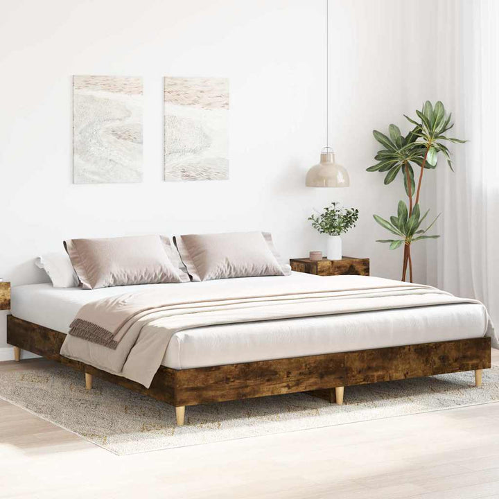 sengestel uden madras 200x200 cm konstrueret træ røget eg