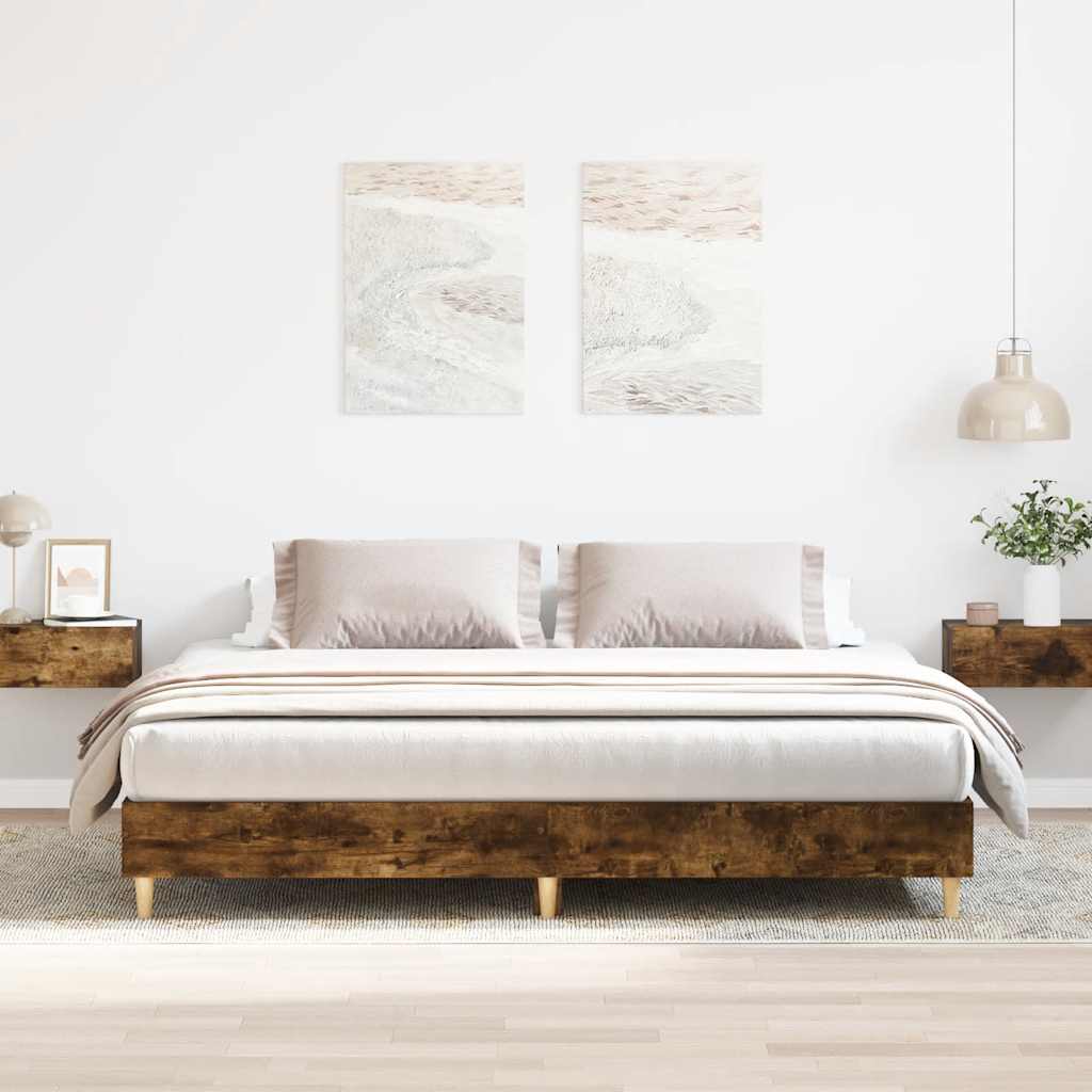 sengestel uden madras 200x200 cm konstrueret træ røget eg