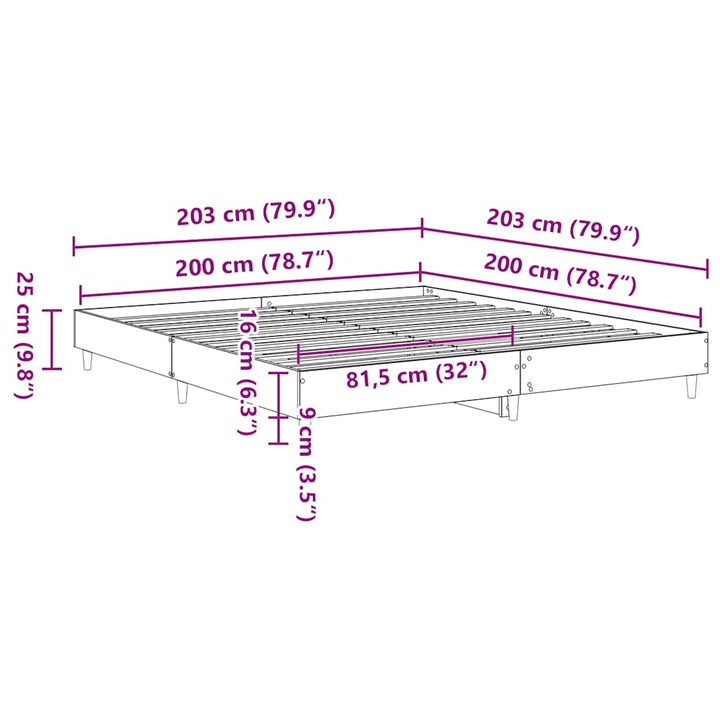 sengestel uden madras 200x200 cm konstrueret træ grå sonoma-eg