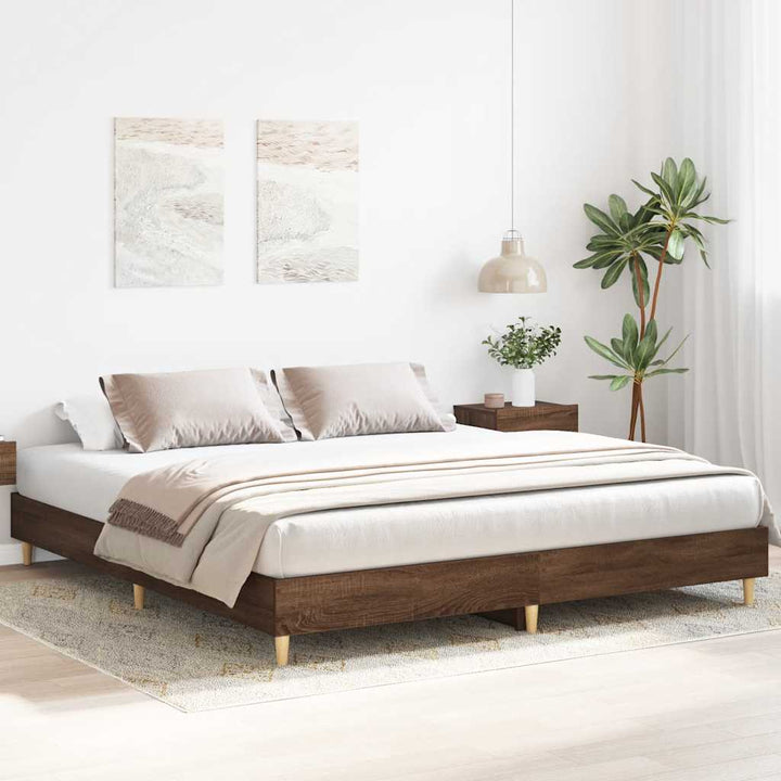 sengestel uden madras 200x200 cm konstrueret træ brun eg
