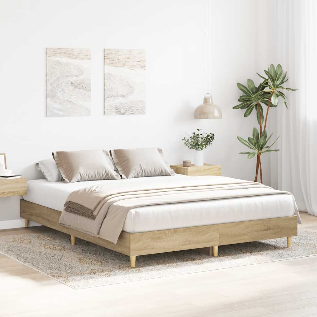 sengestel uden madras 150x200 cm konstrueret træ sonoma-eg