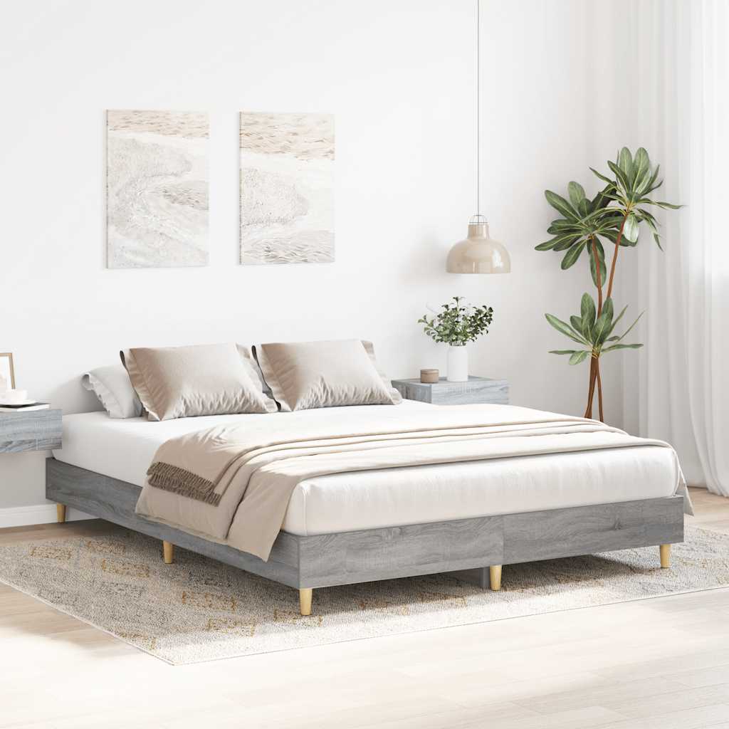 sengestel uden madras 150x200 cm konstrueret træ grå sonoma-eg