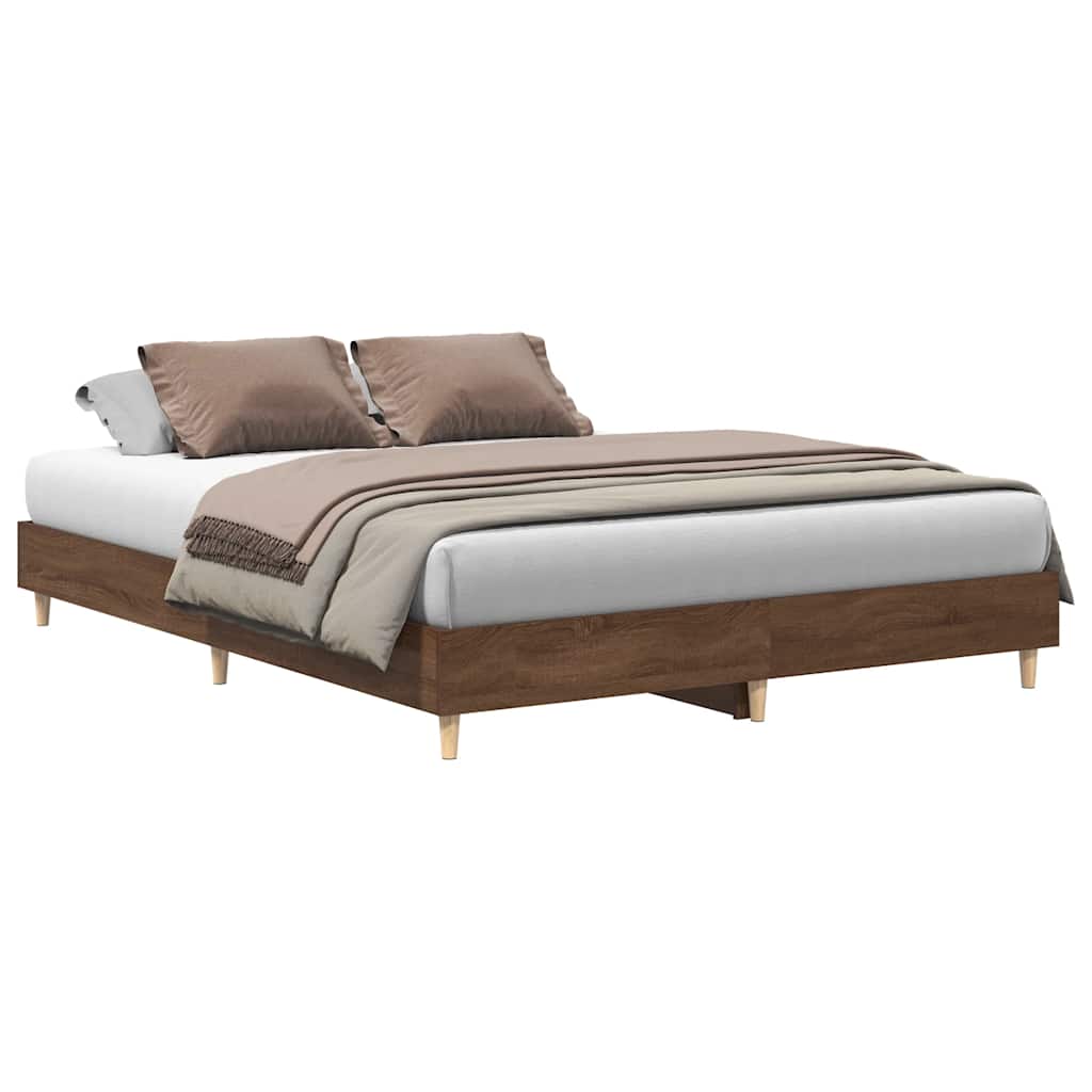 sengestel uden madras 150x200 cm konstrueret træ brunt eg