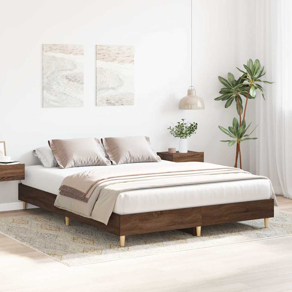 sengestel uden madras 150x200 cm konstrueret træ brunt eg