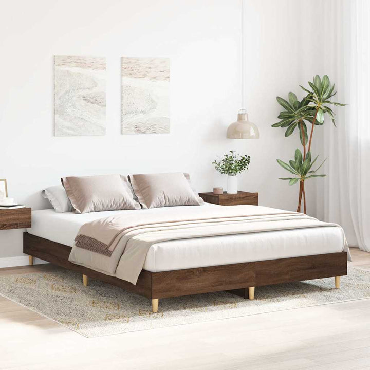 sengestel uden madras 150x200 cm konstrueret træ brunt eg