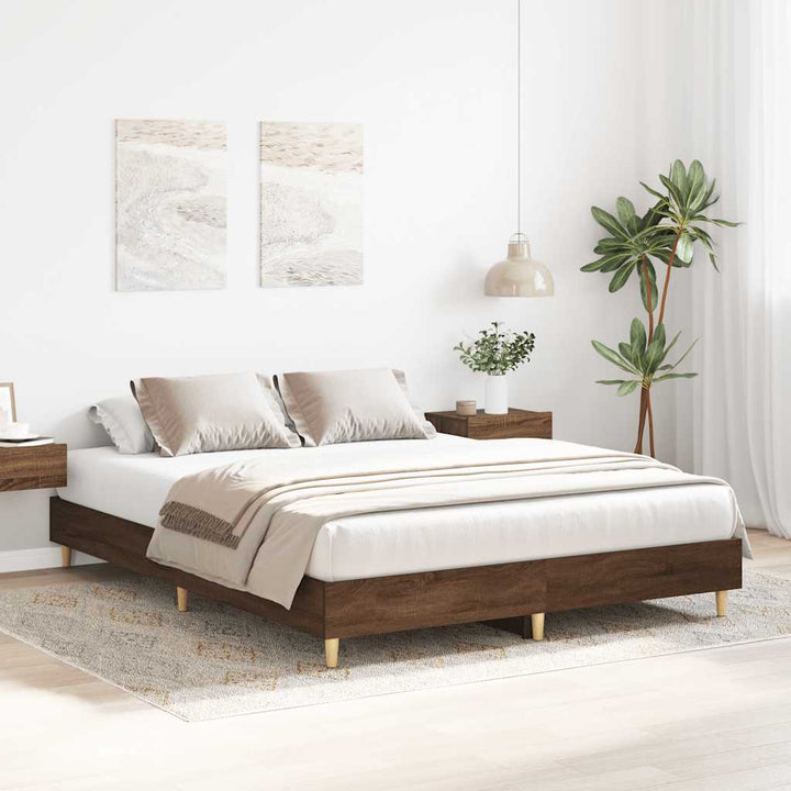 sengestel uden madras 140x200 cm konstrueret træ brunt eg