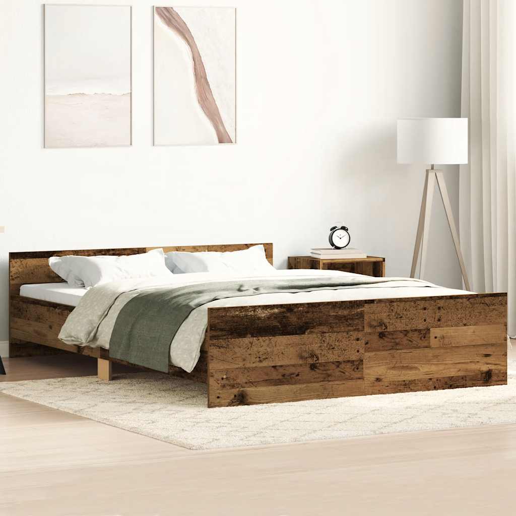 sengestel uden madras 150x200cm konstrueret træ antikt træ