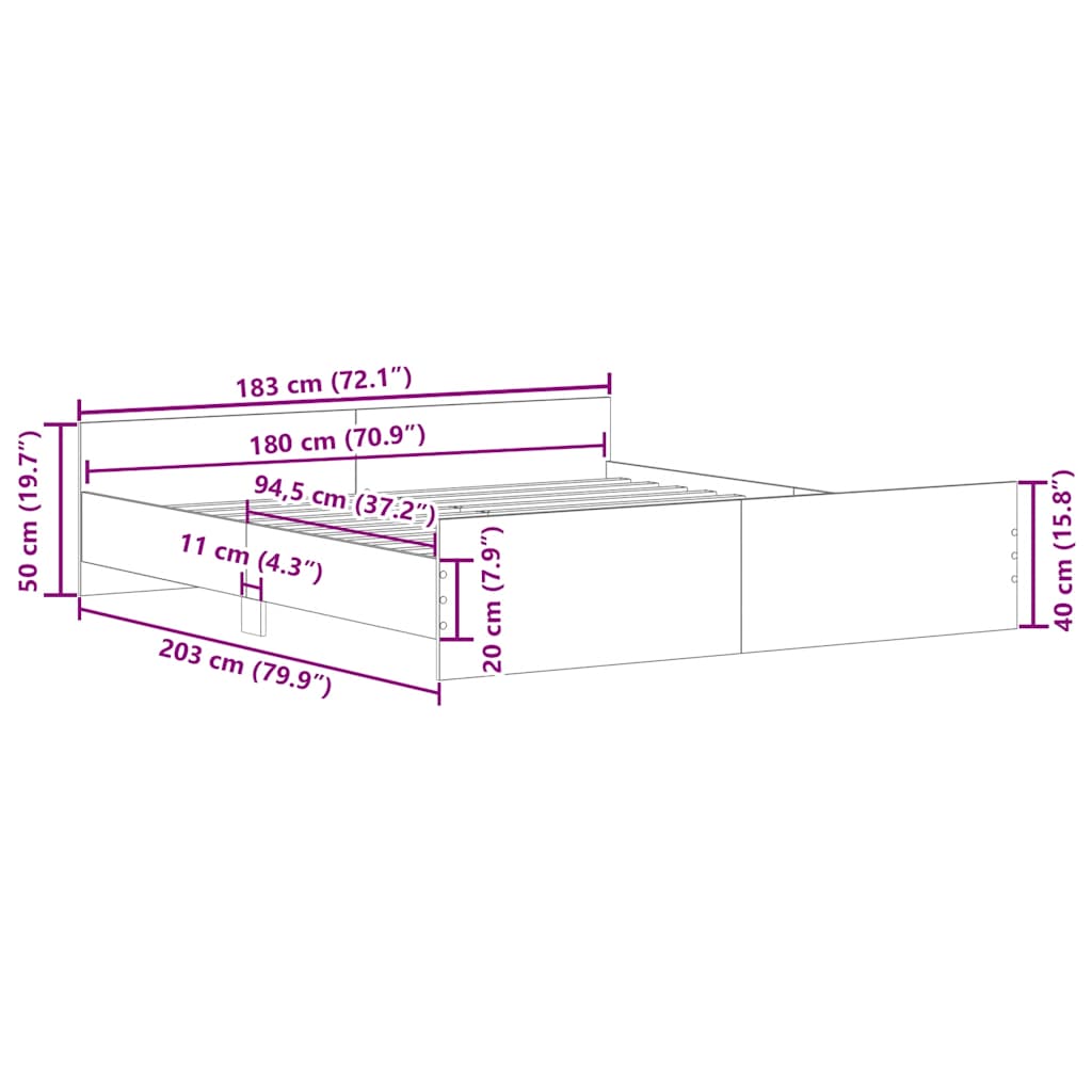 sengestel uden madras 180x200 cm konstrueret træ kunsteg
