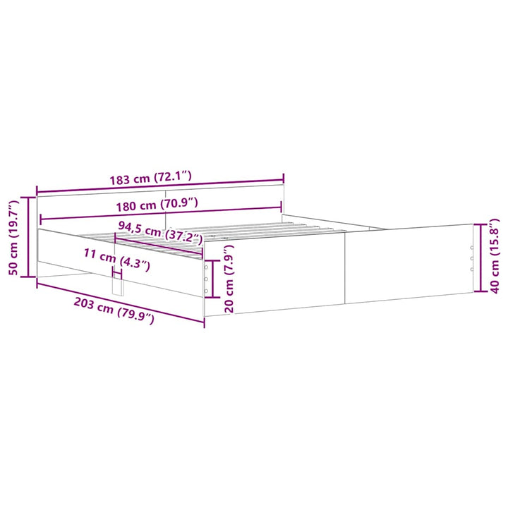 sengestel uden madras 180x200 cm konstrueret træ kunsteg