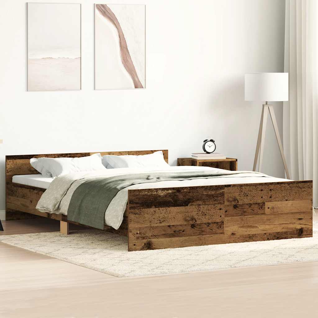 sengestel uden madras 140x190cm konstrueret træ antikt træ
