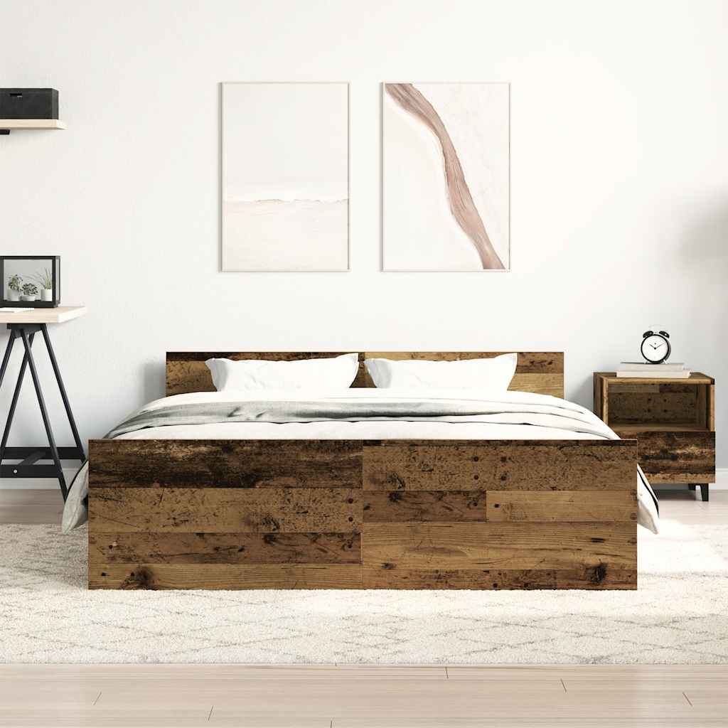 sengestel uden madras 135x190cm konstrueret træ antikt træ