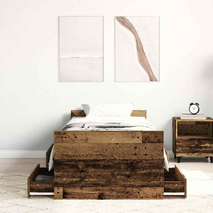 Sengeramme uden madras 100x200cm konstrueret træ antikt træ