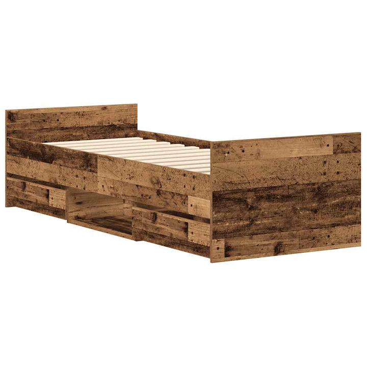 Sengeramme uden madras 100x200cm konstrueret træ antikt træ