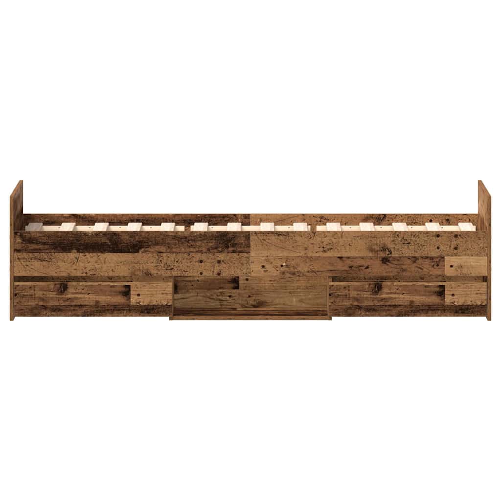 Sengeramme uden madras 100x200cm konstrueret træ antikt træ