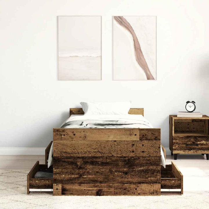 Sengeramme uden madras 90x200cm konstrueret træ antikt træ