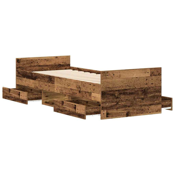 Sengeramme uden madras 90x200cm konstrueret træ antikt træ
