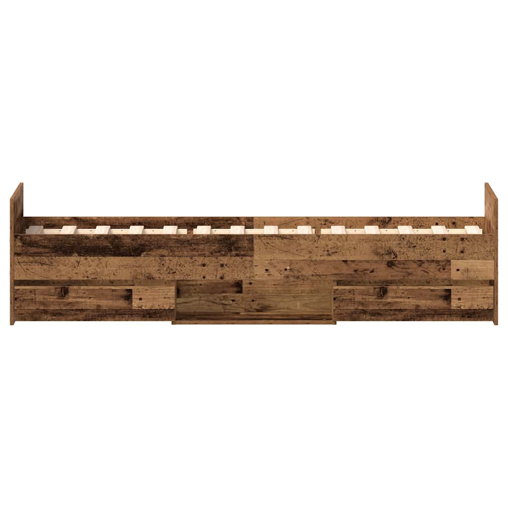 Sengeramme uden madras 90x200cm konstrueret træ antikt træ