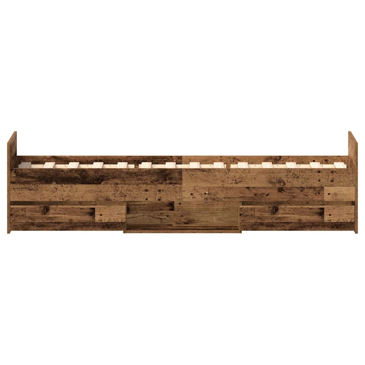 Sengeramme uden madras 90x200cm konstrueret træ antikt træ