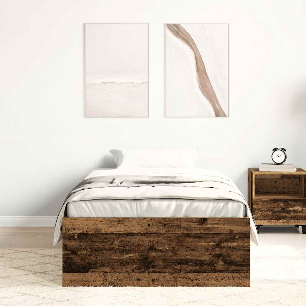 Sengeramme uden madras 100x200cm konstrueret træ antikt træ