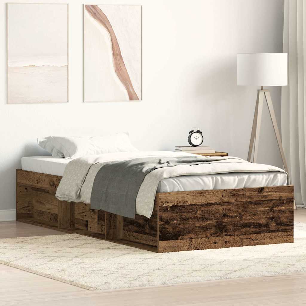 Sengeramme uden madras 100x200cm konstrueret træ antikt træ