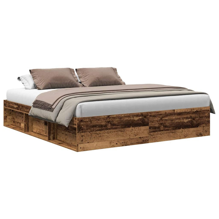 Sengeramme uden madras 200x200cm konstrueret træ antikt træ