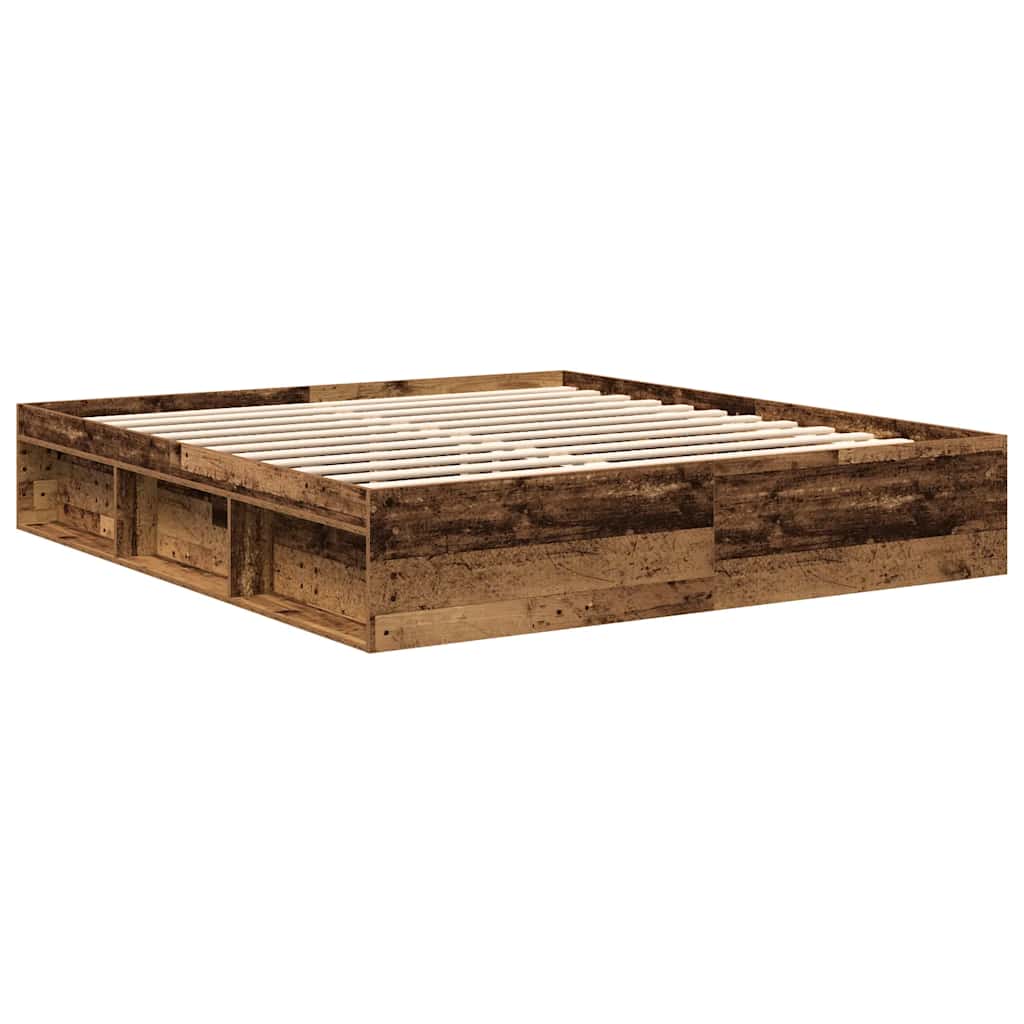 Sengeramme uden madras 200x200cm konstrueret træ antikt træ