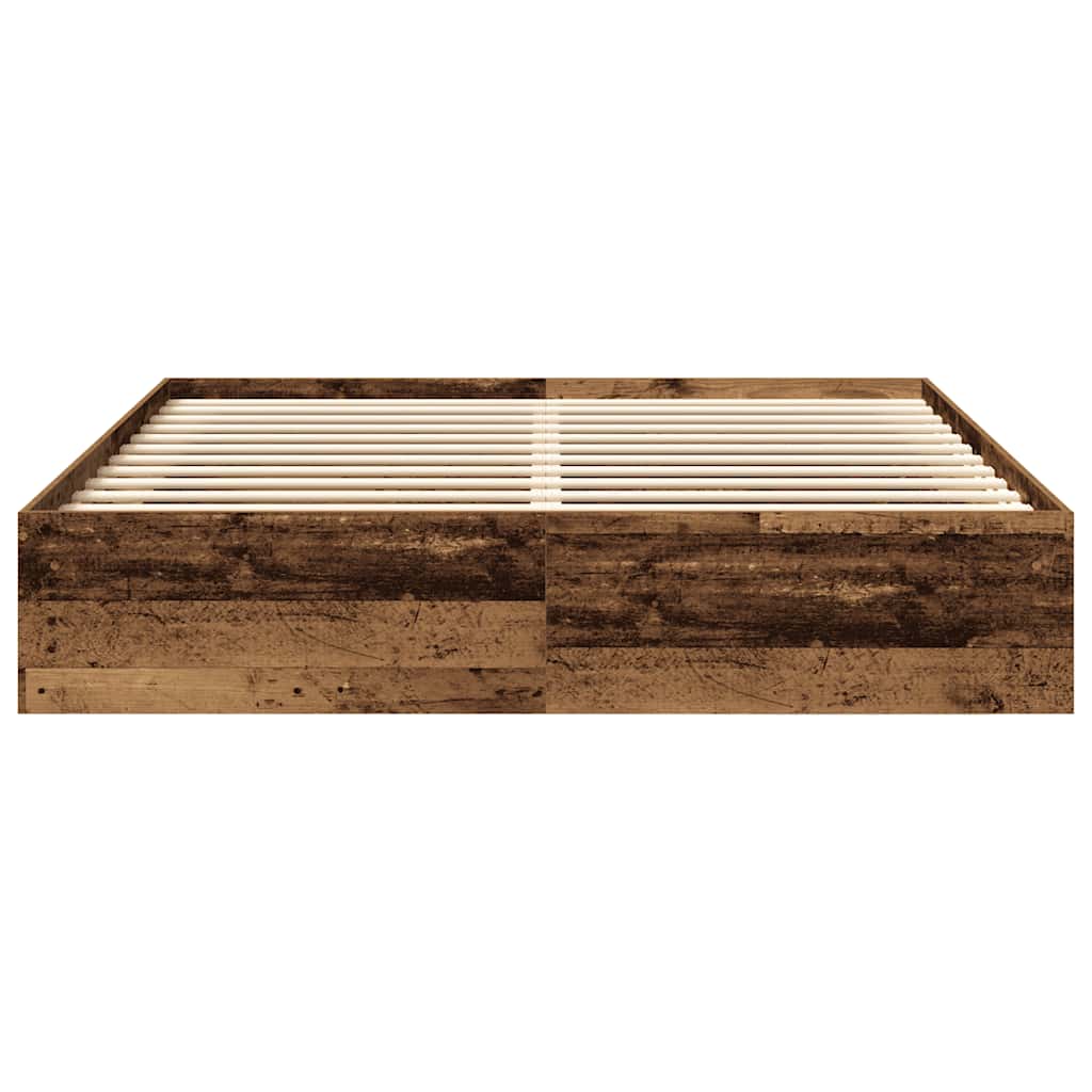 Sengeramme uden madras 200x200cm konstrueret træ antikt træ