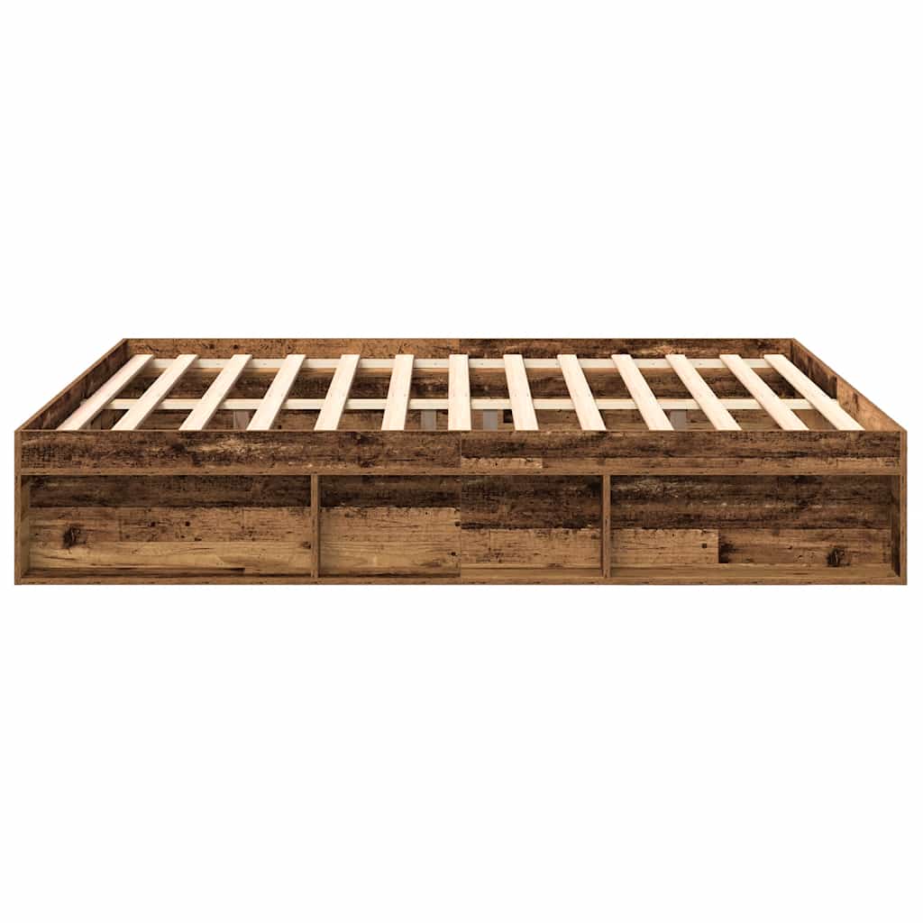 Sengeramme uden madras 200x200cm konstrueret træ antikt træ