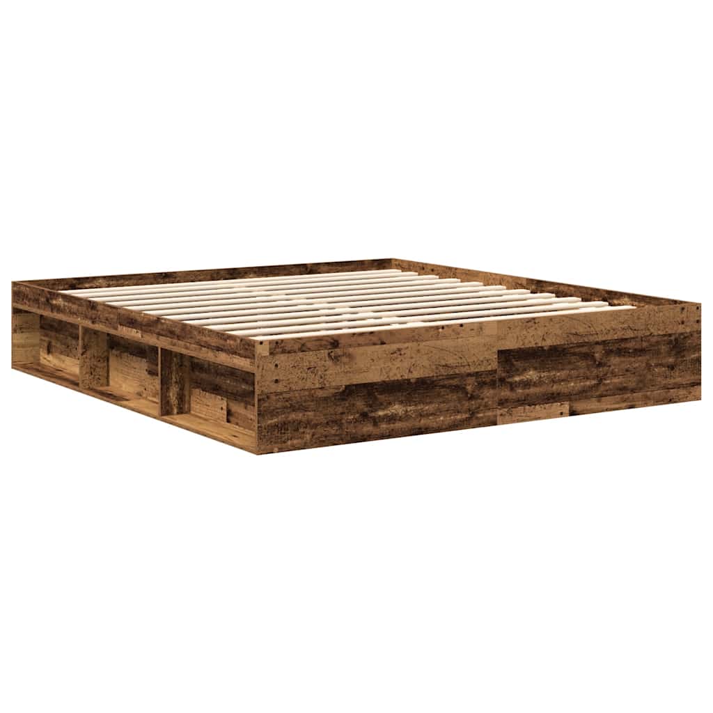 Sengeramme uden madras 200x200cm konstrueret træ antikt træ