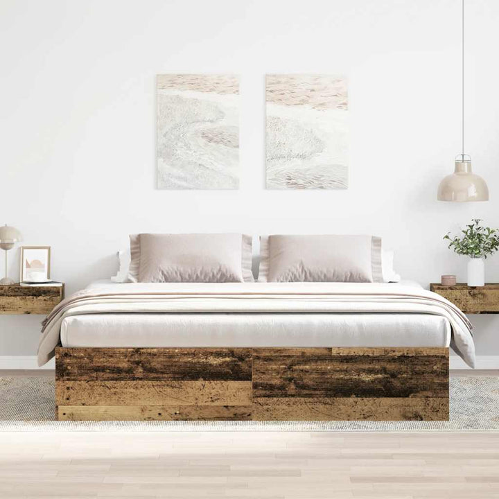 Sengeramme uden madras 200x200cm konstrueret træ antikt træ