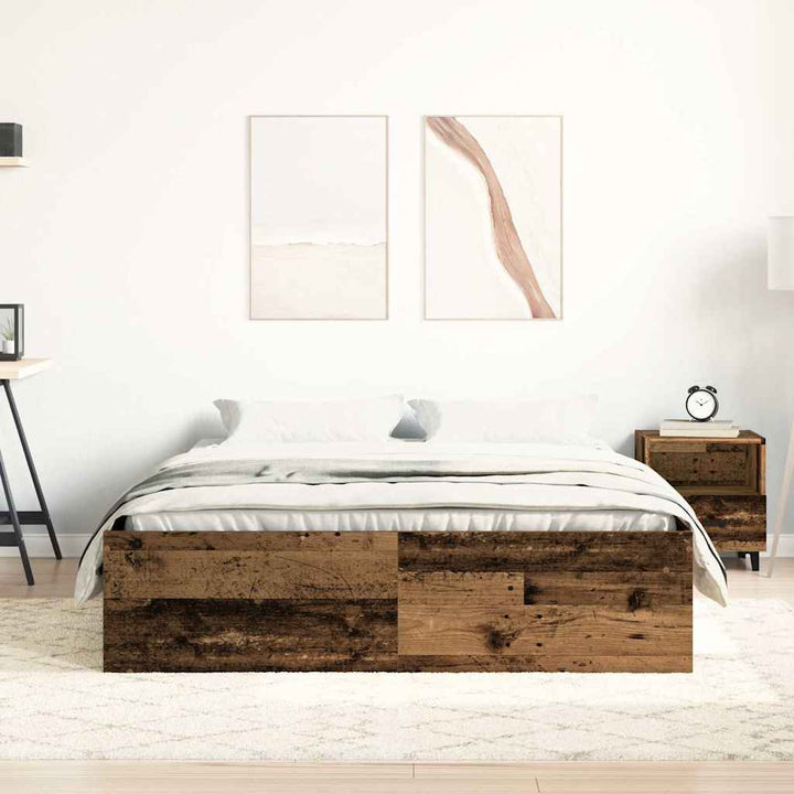 sengestel uden madras 140x190cm konstrueret træ antikt træ
