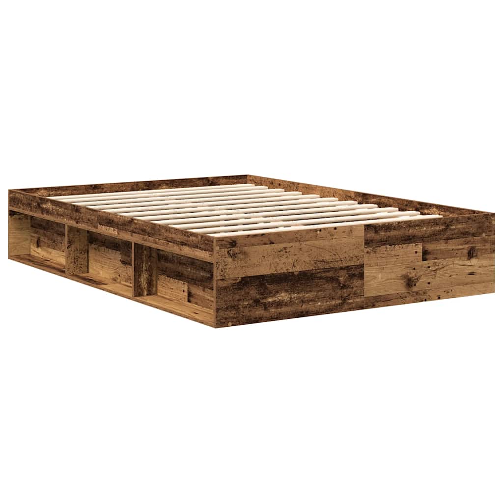 sengestel uden madras 140x190cm konstrueret træ antikt træ