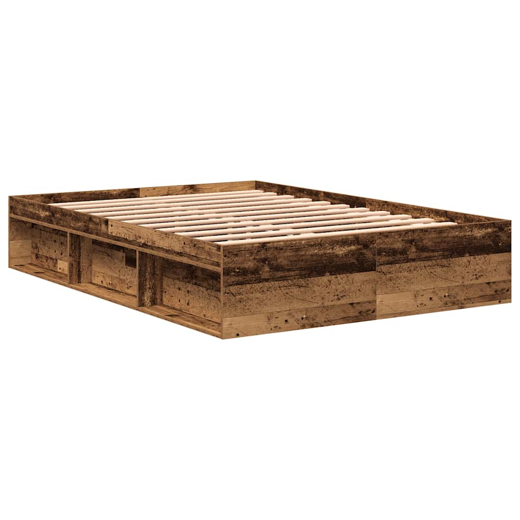 sengestel uden madras 140x190cm konstrueret træ antikt træ