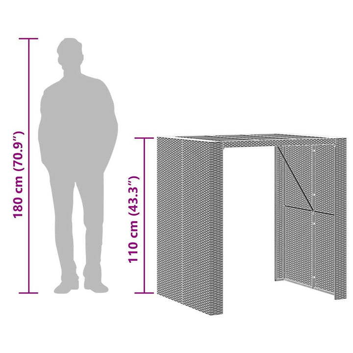 barsæt til haven 3 dele uden hynder polyrattan akacietræ grå