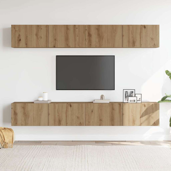 vægmonteret TV-skabssæt med 4 dele, kunsteg, 100x30x30 cm