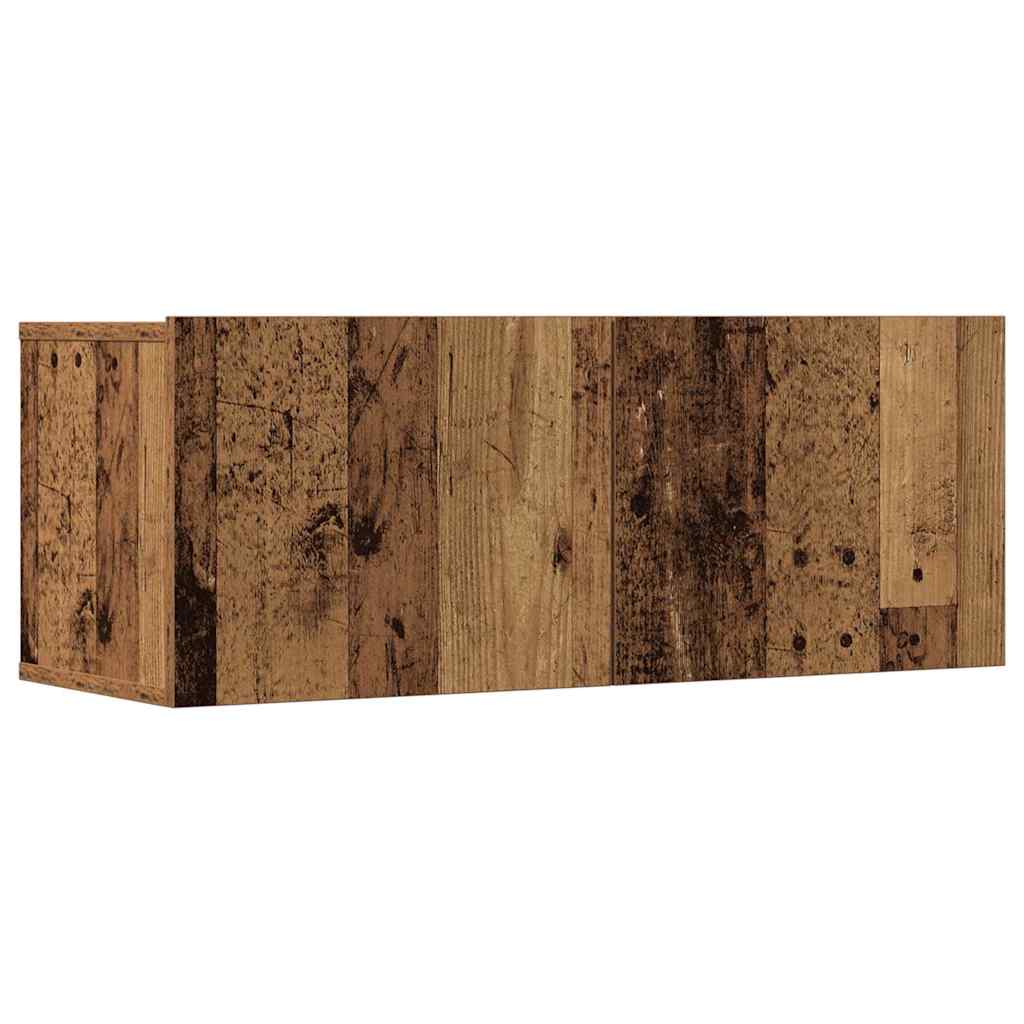 7-delt TV-skabssæt Vægmonteret gammelt træ egetræsfarve