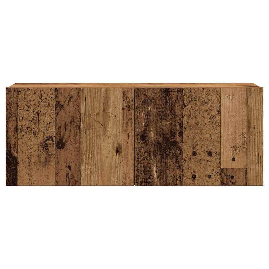 7-delt TV-skabssæt Vægmonteret gammelt træ egetræsfarve