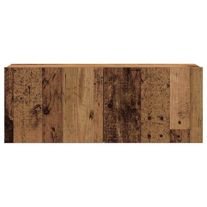 7-delt TV-skabssæt Vægmonteret gammelt træ egetræsfarve